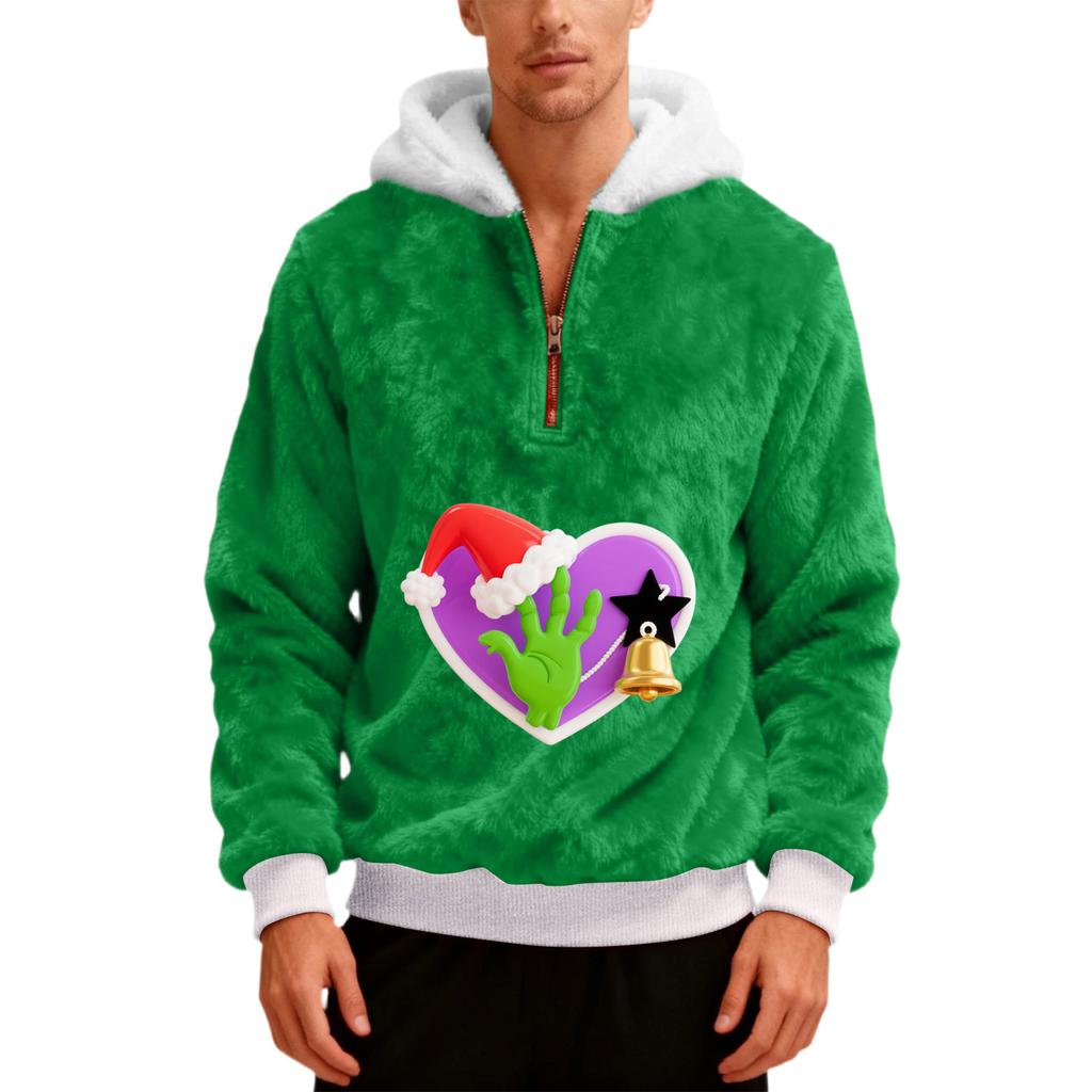 Men's Plush Half Zipper Hooded Hood Hoodie