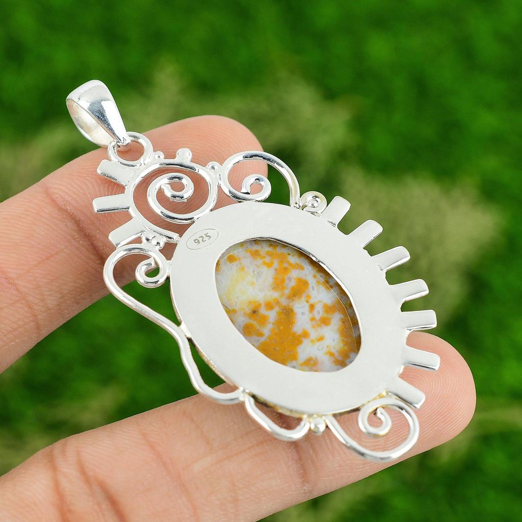 Polka Dot Agate Pendant 925 Sterling Silver Pendant Natural Gemstone Pendant Handmade Jewelry Gifts For Mom