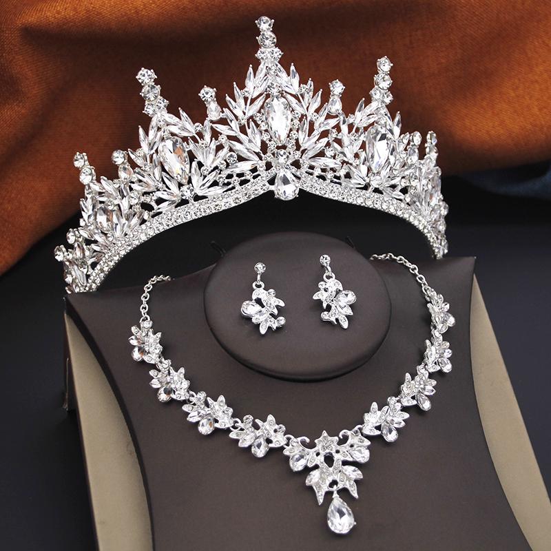 Princess Purple Tiaras and Crowns 3-pack Wedding Crown Sets and Necklace Earrings for Party Birthday Costume Jewelry Bridal