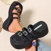 Fashion 2025 Summer Outdoor Open Toe Women’s Platform Slippers Crystal Buckle Flat with Slippers for Daily Comfortable Casual Sandals