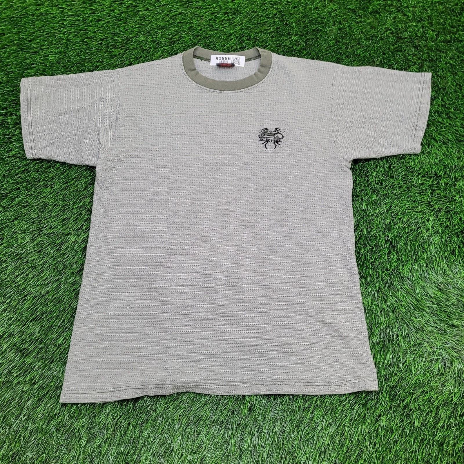 

Vintage 90s Gecko Hawaii Surf Shirt M/L 20x26 Textured-Striped 3XL