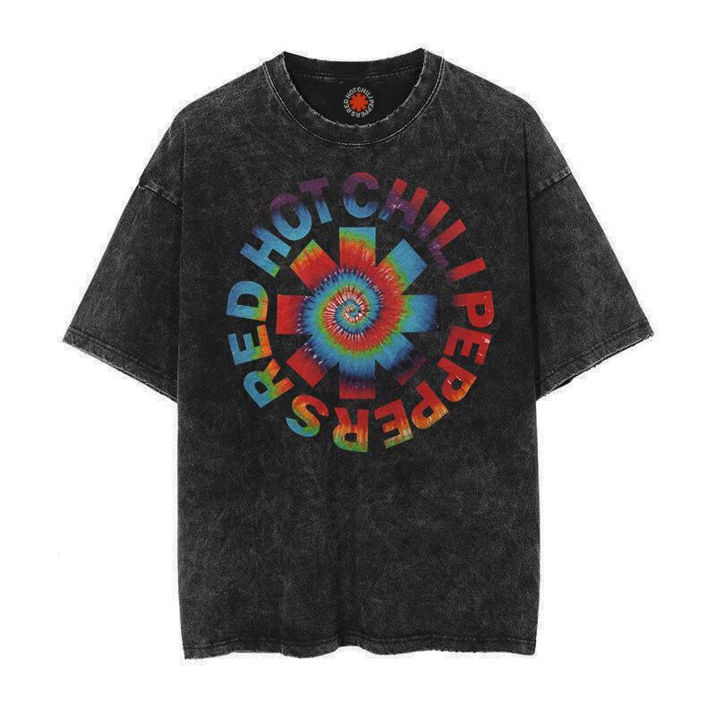 Trend Washed Vintage Cotton Tshirt RED HOT CHILI PEPPERS T-shirt Men Women Hip Hop T Shirt Oversized Streetwear Short Sleeve Tee