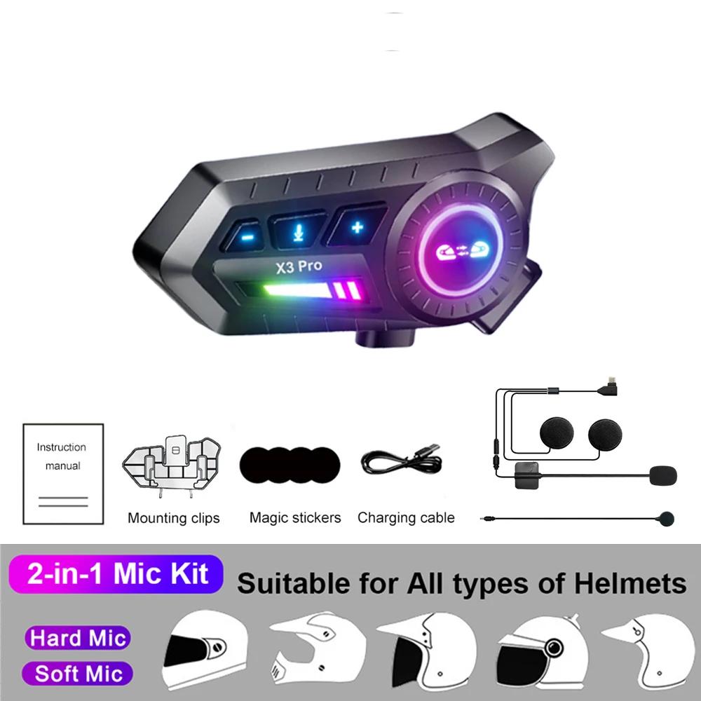 

Kebidumei Bluetooth6.0 Motorcycle Helmet Intercom Headset Wireless Hands-free Call Phone Kit with Music Sharing Support FM