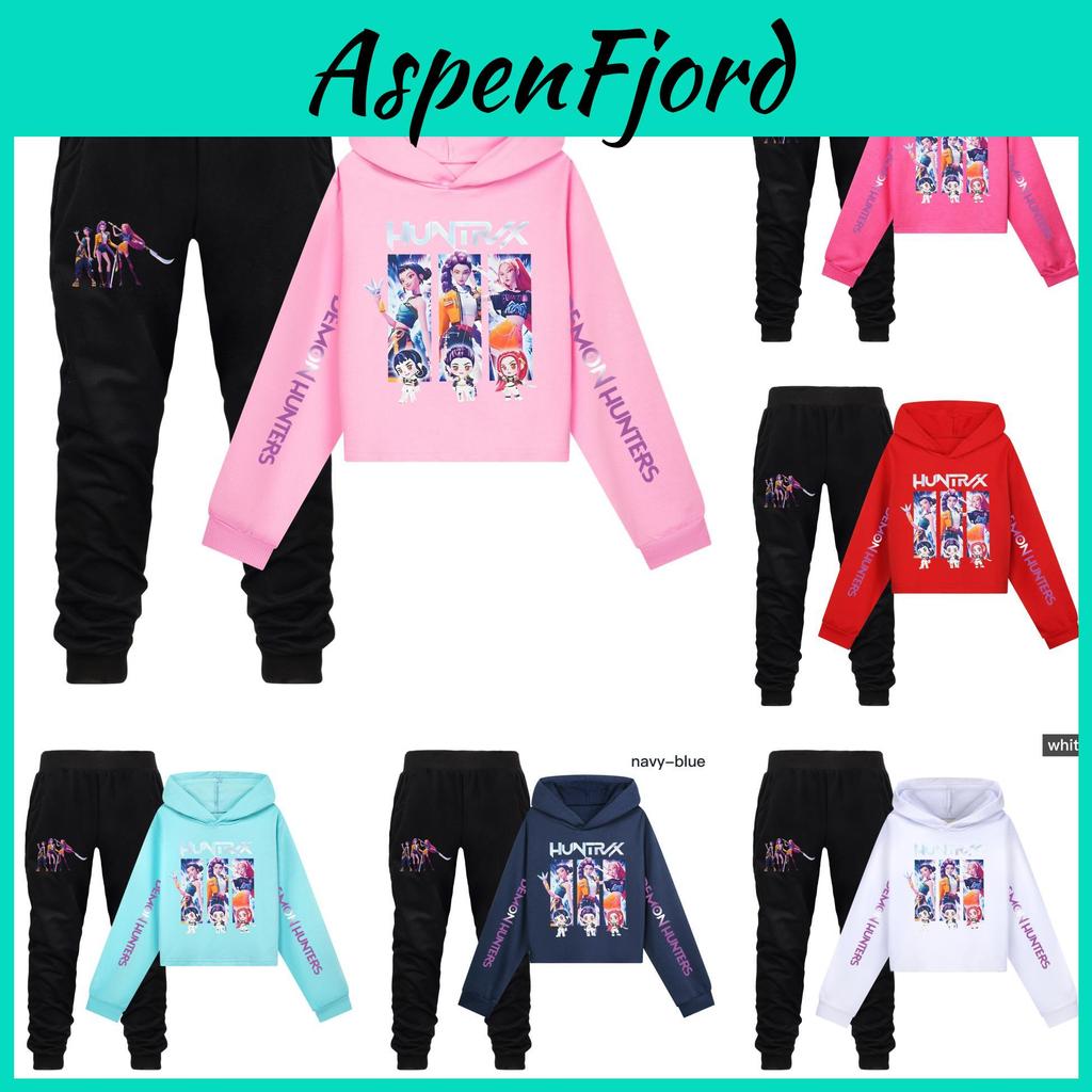 Kpop Demon Hunters Girls Cotton Casual Set With Long Sleeve Hoodie And Pants For Ages 110-170cm