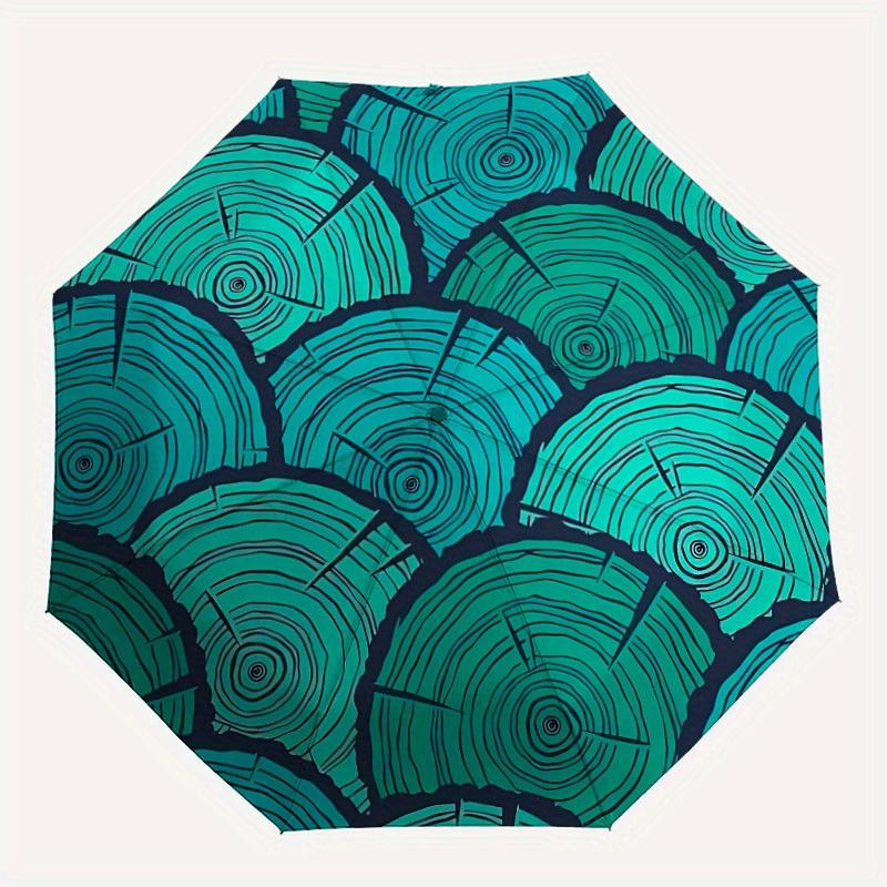 

1pc Wooden Rings Automatic Open/close, All-Season Portable Folding Umbrella, Travel, Everyday, Formal Events - Compact Luxury Parasol, Outdoor Accesso