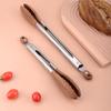 Wood Head Salad Bread Dessert Tong Stainless Steel Handle Food Clamp Barbecue Clips  Cooking
