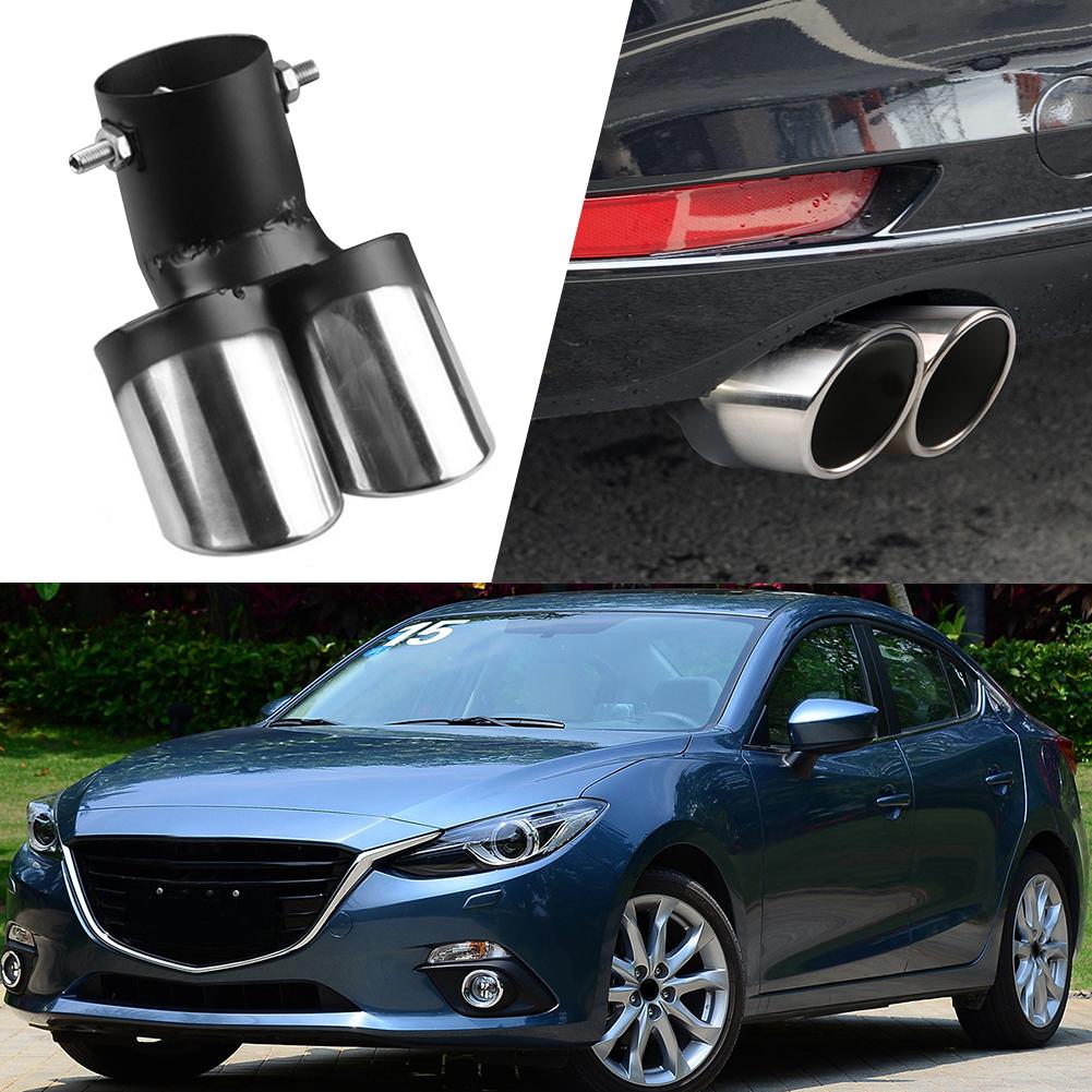 Car General One Out Two Grilled Blue Tail Throat Tail Pipe Muffler Modification Stainless Steel Exhaust Pipe Car Styling