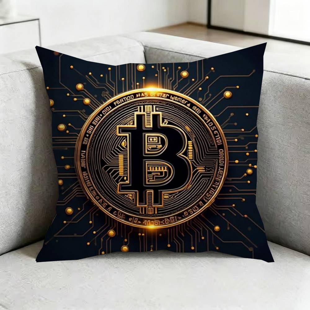 BBitcoin Cryptocurrency Btc Pillow Case Square DoubleSided Sofa Cushion Cover Bedroom Bedside Pillow Gift