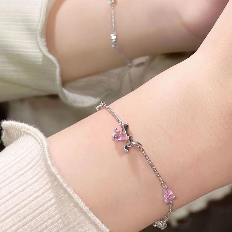 Elegant Flowers Bracelet For Women Y2K Sweet Girls Moon Cherry Blossom Bow Zircon Bracelets Luxury Designer Jewelry Gift