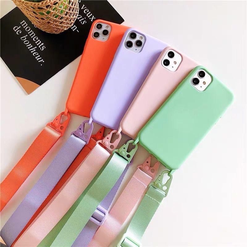Silicone Lanyard Phone Case For iPhone 12 13 Mini 14 15 16 Pro Max X XR XS Cover With Neck Strap Crossbody Necklace Cord