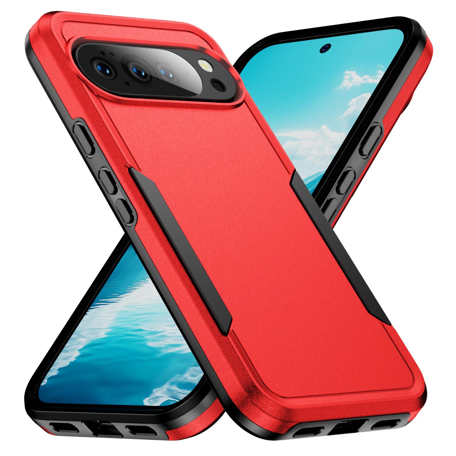 

For Google Pixel 10 Pro XL Case PC+TPU Military Grade Drop Protective Phone Cover Red Black