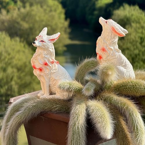 MAXYA Nine-Tailed Fox Figurine, Resin, Waterproof, Animal Ornament, Tamamo-no-Mae, Princess Nine-Tailed Fox, Auspicious Item, Entryway, Buddhist Altar