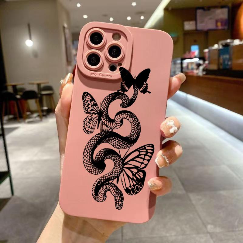 Cute Doodle Funny Snake Phone Case for iPhone 17 16E 11 12 13 14 15 16 17 Air Pro Max XS XR X 8 7 Plus SE2 Plus Matte Soft Cover