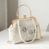 Pearl Embroidery Fashion Tote Bag Cheongsam Banquet Clutch Bag Chain Bag Embroidery Bead Bag Shoulder Bag Pearl Chain Bag
