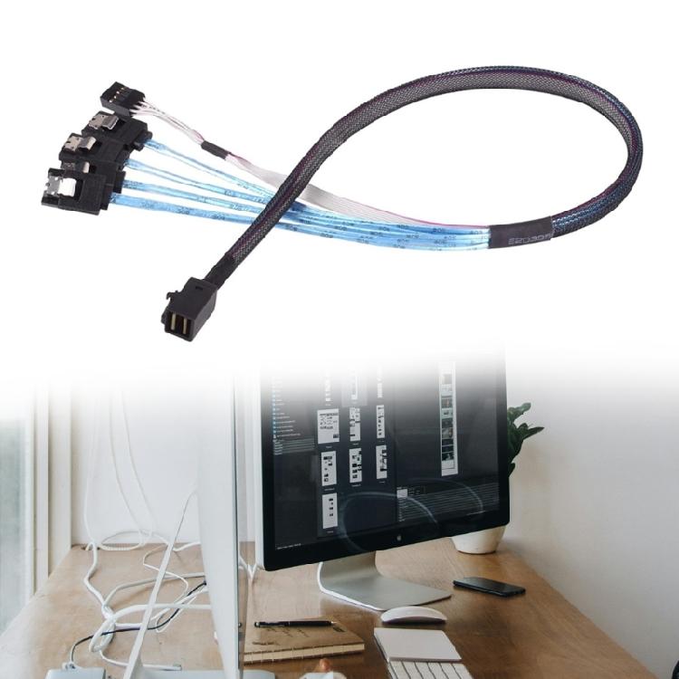 MiniSAS Host SFF-8643 zu 4SATA Backplane-Kabel, 0,5 m mit Sideband für verbesserte Datenintegrität