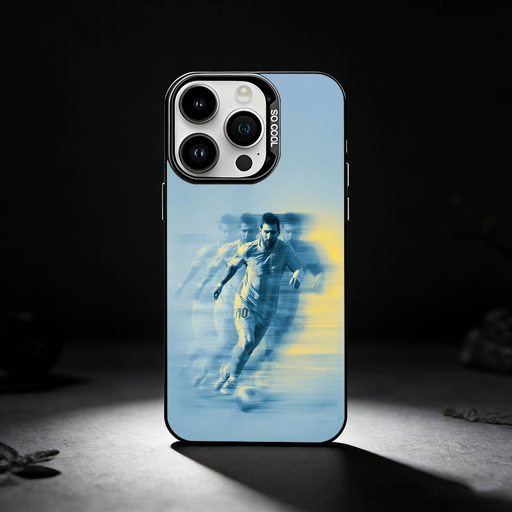 F-Football Lionel Messi-10 Phone Case For iPhone 17,16,15,14,13,12,11 Plus,Pro Max,XS,Colored silver phone case
