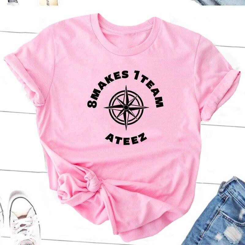 Ateez Fellowship Break The Wall T Shirts Kpop Round Neck Short Sleeve T Shirt Korean Fashion Streetwear Fans Clothes K-pop Tops Unisex