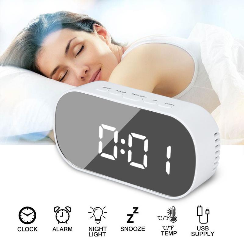 Original Led Wecker Spiegel Digitale Tischuhr Nachtlicht Snooze Mit Temperatur Elektronische Despertador Wohnkultur