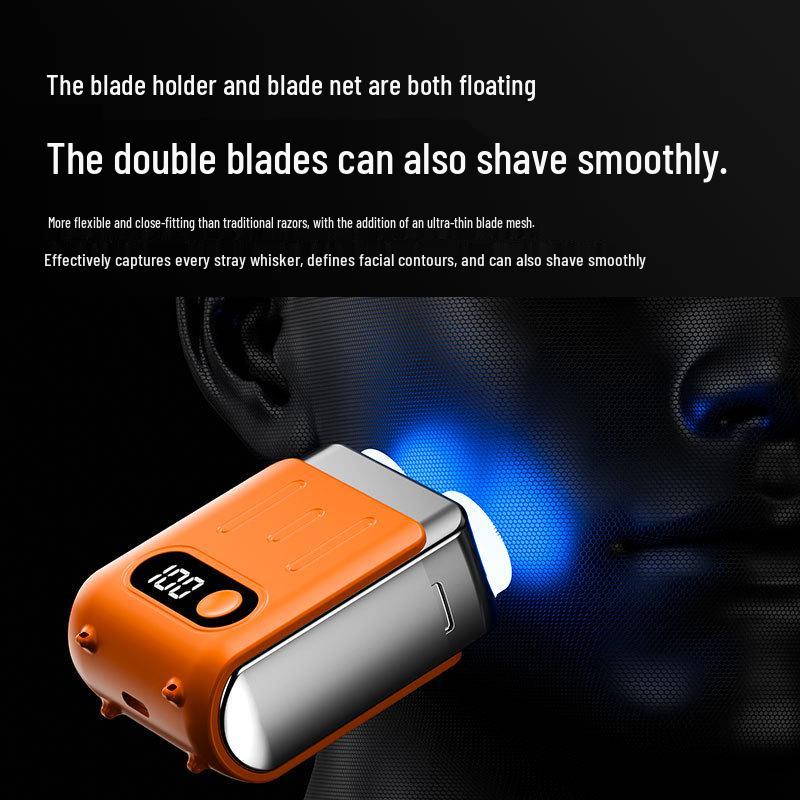 Compact Dual-Head Magnetic Electric Shaver: Rechargeable Razor with Digital Display and Gift Box