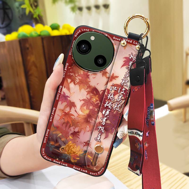 Wrist Strap Lanyard Phone Case For Sharp Aquos R9/SH-51E Wristband Kickstand Waterproof Fashion Phone Holder Silicone