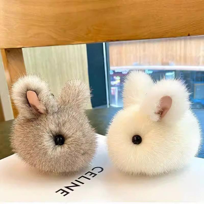 Mini Cute Rabbit Hairball Keychain Pendant Lovely Hanging Decorations Keyring Charm for Purse Bag Backpack Handbag