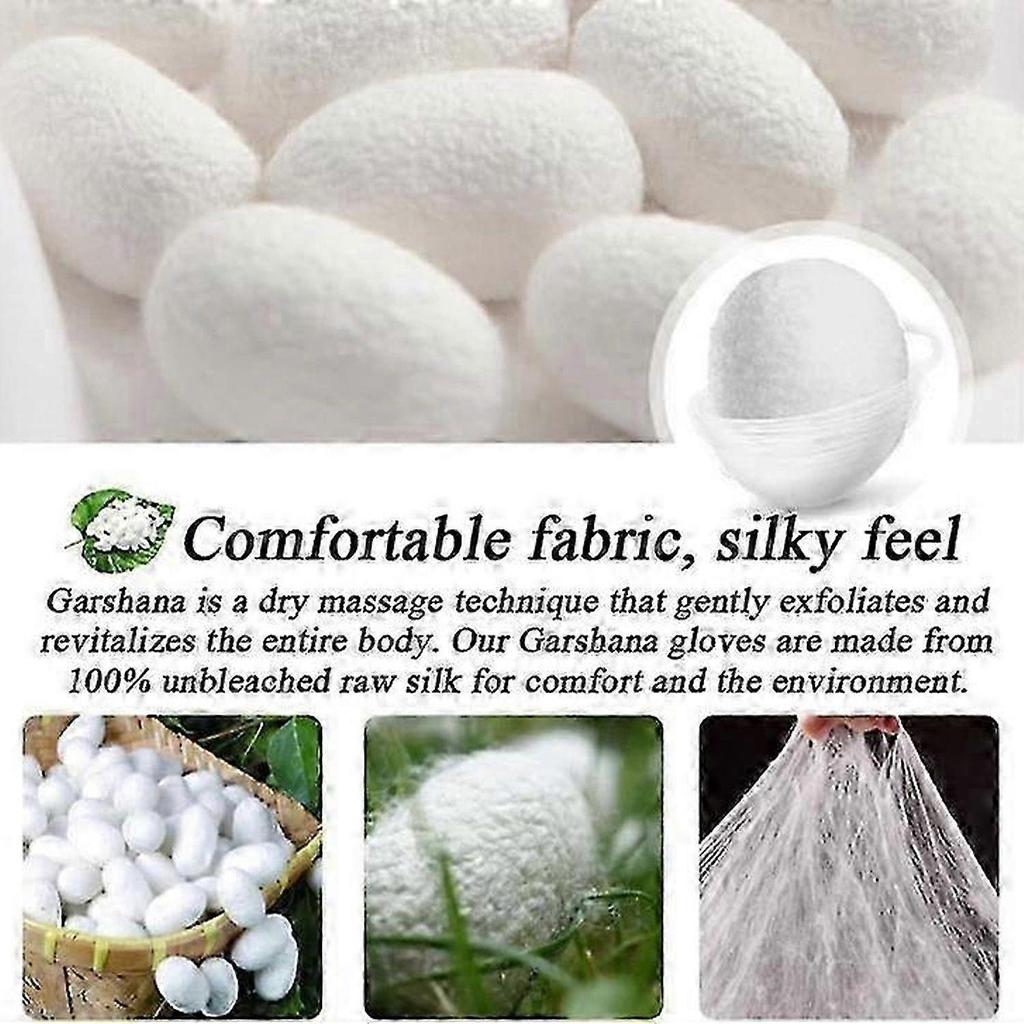 2025 Garshana Gloves Raw Silk Ayurvedic Massage Gloves for Dry Brushing & Exfoliation