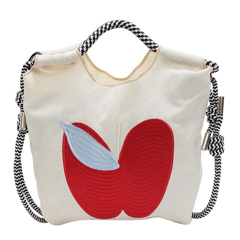 Spring/Summer 2025 Women's Canvas Crossbody Phone Bag with Apple Embroidery