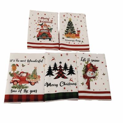 5Pcs New Ultra Soft Christmas Dishcloth Towel Microfiber Quick-drying Christmas Hand Towel Reusable Xmas Towel Set Bathroom Use