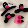 Korean Black Velvet Heart Hair Claw Clip For Women Girls Vintage Pink Love Hair Claws Girls Barrettes Hairpins Hair Accessories