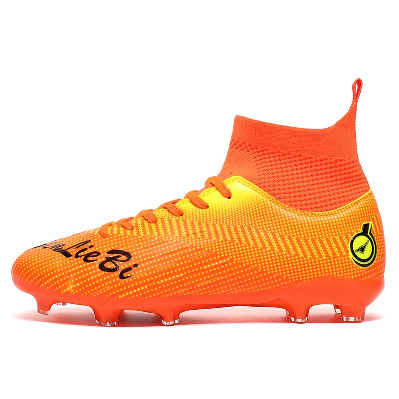 

Мужские высокие футбольные бутсы, цветные уличные спортивные футбольные бутсы с длинными шипами, большие размеры, детские футбольные бутсы для молодежи 46 оранжевый