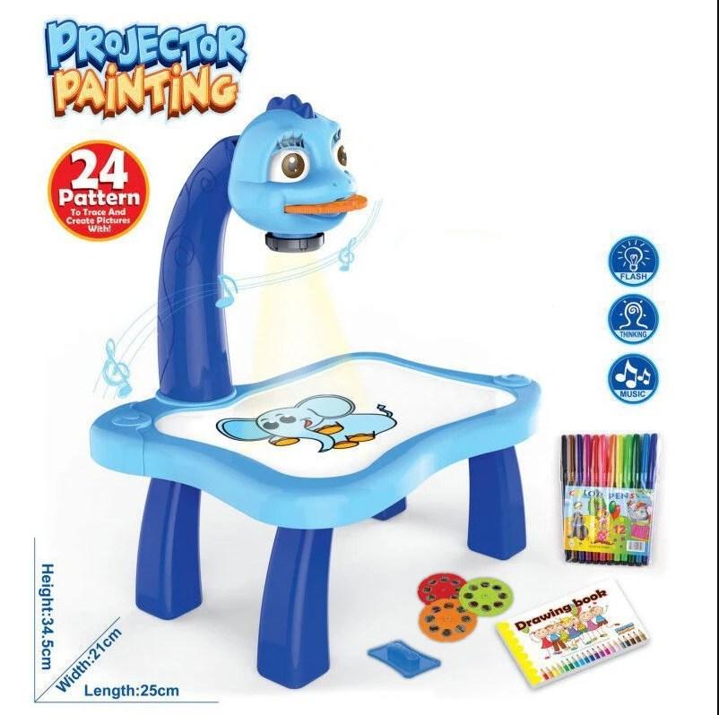 Children Led Projector Art Drawing Table Toy Kids Painting Board Desk Arts Crafts Educational Learning Paint Tools Toy for Girl