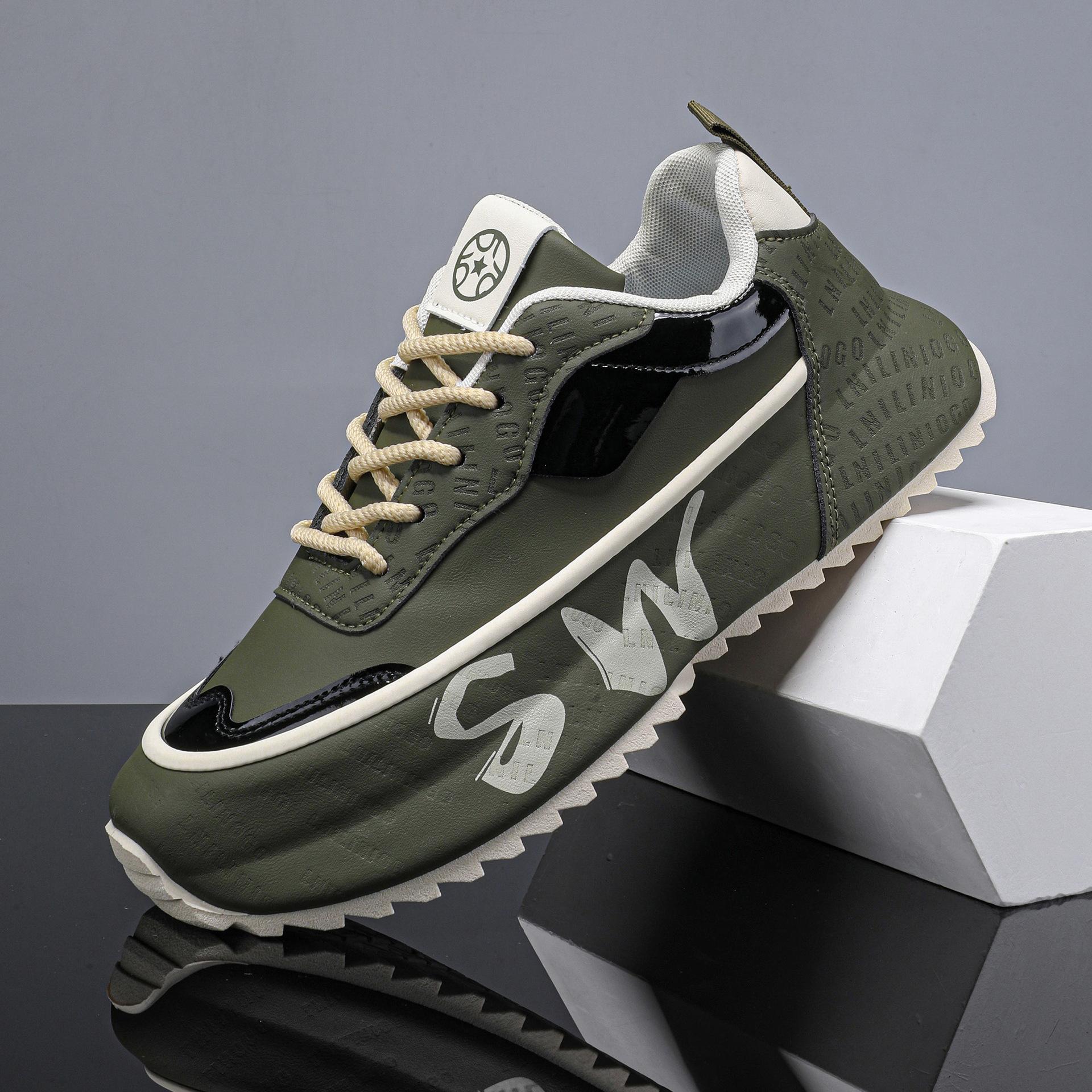 

Simple style men s shoes spring new daily out low-top thick-soled non-slip wear-resistant design casual sports dad shoes 44 зелёный