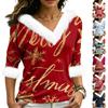 Christmas V-Neck Top with Elegant Cut for Party, Date and Everyday Wear