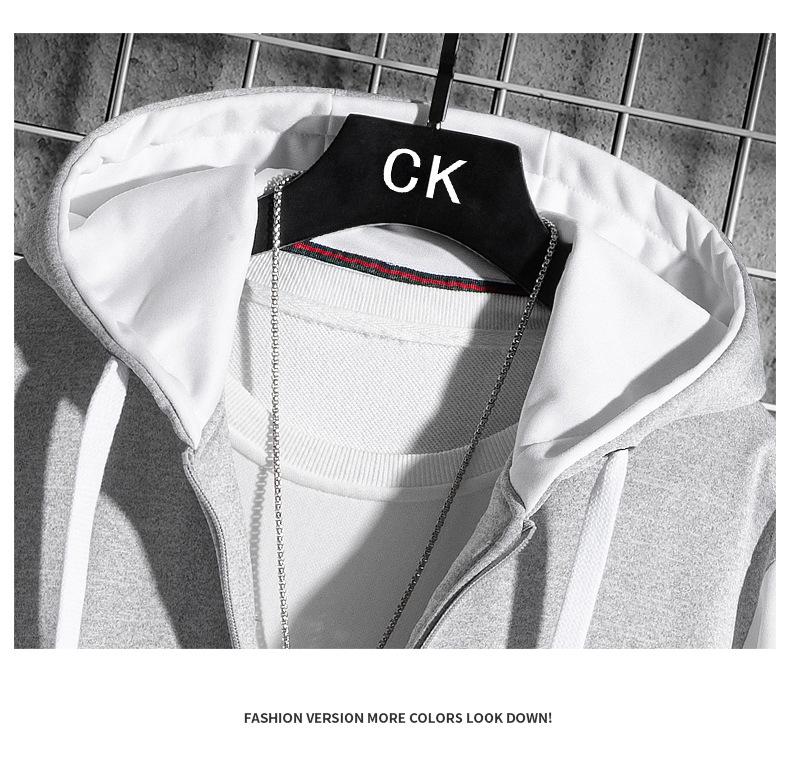 Herren Trendy Frühling Reißverschluss Hoodie: Leerer lässiger Kapuzenstrickjacke mit Gruppenlogo-Aufdruck