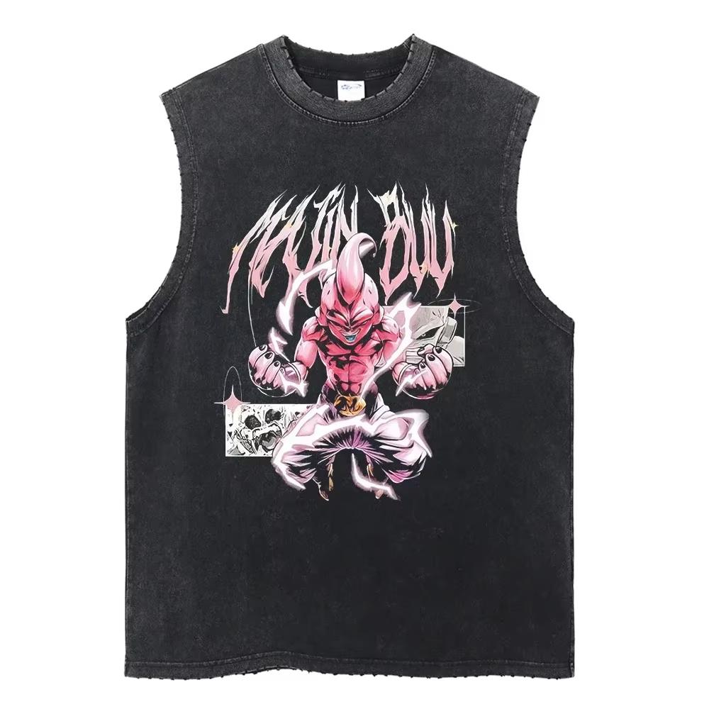 

Men s Tank Tops Dragon Ball Majin Summer Y2k Washed Vintage Print Gym Vest Womens Sleeveless Shirts Clothes 3XL