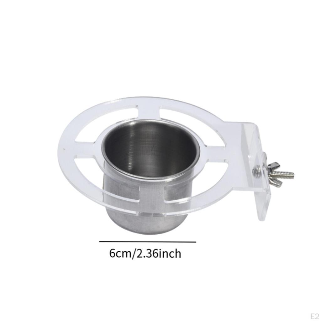 Bird Feeding Dish Cups Pet Cage Holder Stainless Steel Bowls for Birdcage Coop Water
