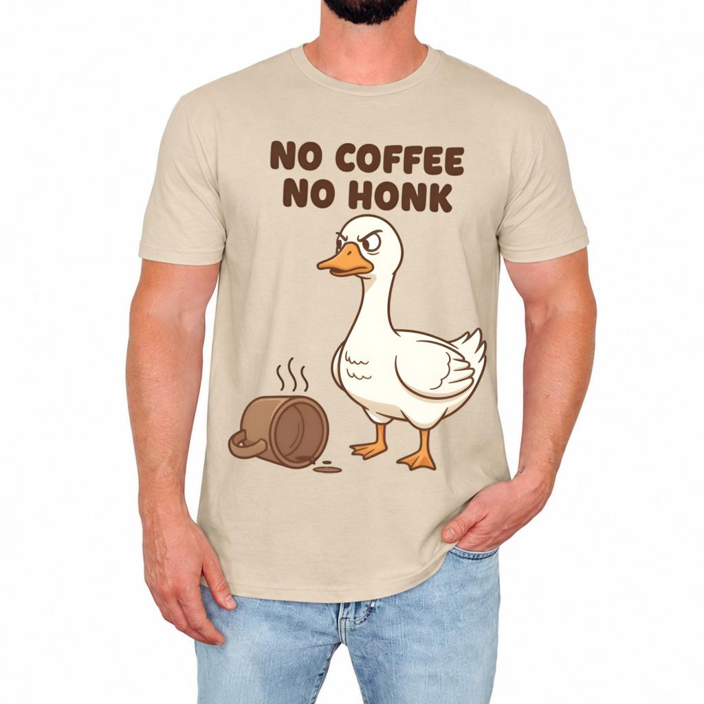 Funny Duck Mens T-Shirt No Coffee No Honk Cute Cartoon Animal Lover Gift