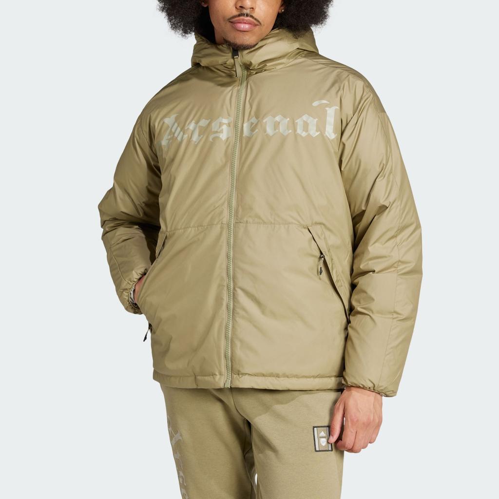 Adidas Arsenal FW24 Sezonowa Dwustronna Ciepła Kurtka Bawełniana Męska Kurtka Zielona Skórzano-Szara IT3916