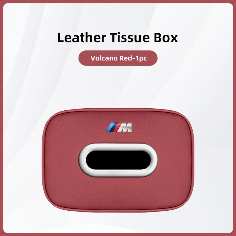 CTCE1 Car Tissue Box Holder Leather Car Armrest Napkin Case Sun Visor Backseat Bag For BMW 50th Anniversary Edition E46 E53 E90 E60 E9