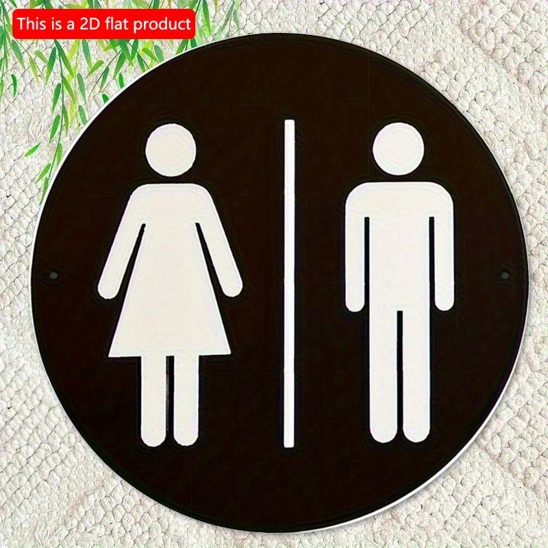 2d Flat 20*20cm, "Men's and Women's Bathroom Logo" Wall Decoration, Classic Style Circular Wooden Logo, Indoor Wall Decoration, Classic Bathroom Logo.