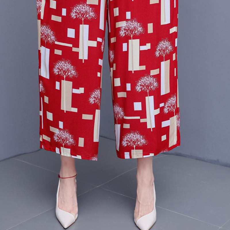 Summer Plus Size 2 Piece Sets Women Outfit Elegant  Loose High Waist Wide Leg Trouser Sets Female