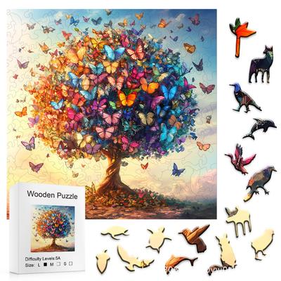 House On A Cup Wooden Puzzle Irregular Small Animal Pieces Flat Wooden Puzzle