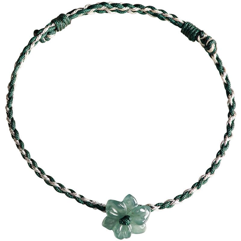 A-Qualität Blauer Jade-Orchidee Handgewebtes Unisex-Armband