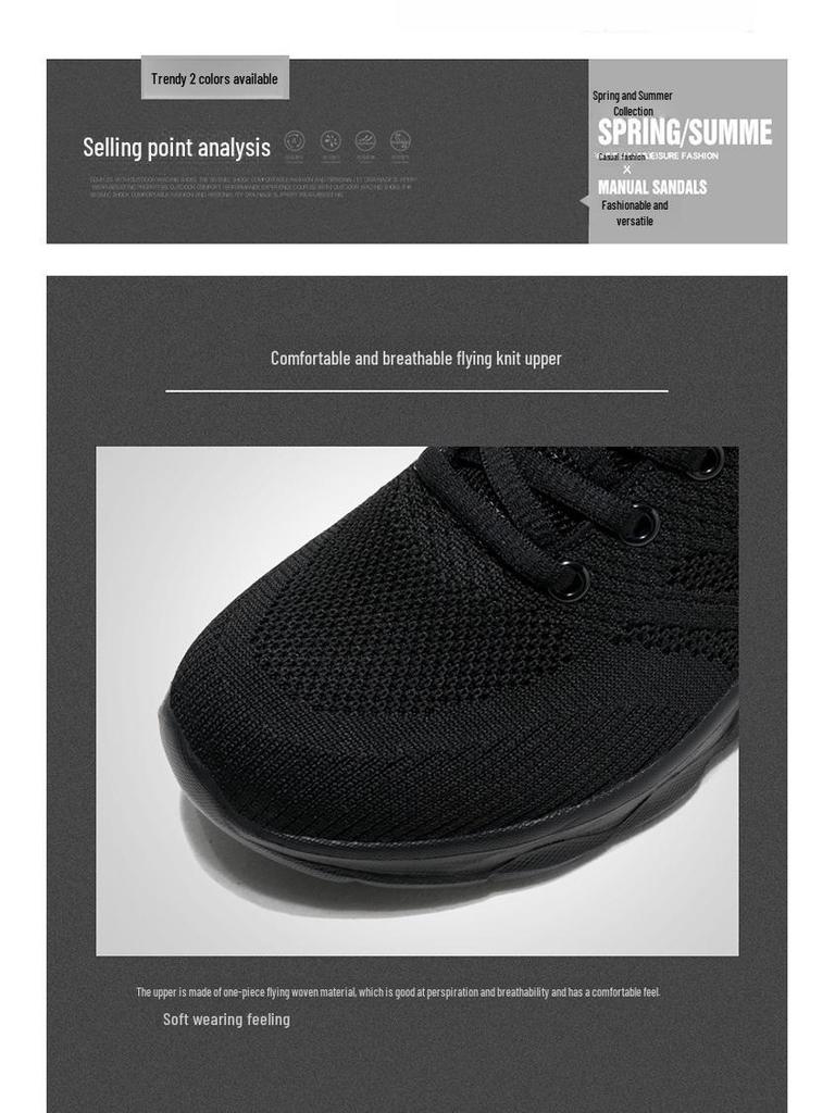 Damskie lekkie sneakersy z siateczki: Wiosenne Casualowe Antypoślizgowe Miękka Podeszwa Płaski Obcas Buty do Biegania