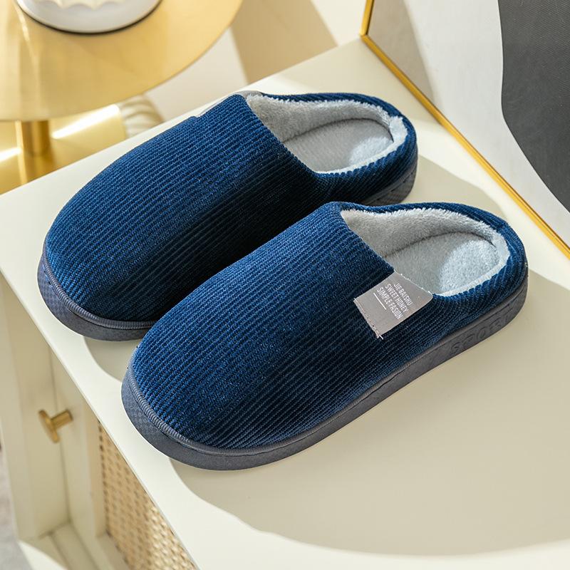 Winter new cotton slippers women's indoor home warm non-slip soft bottom couple cute silent velvet slippers men