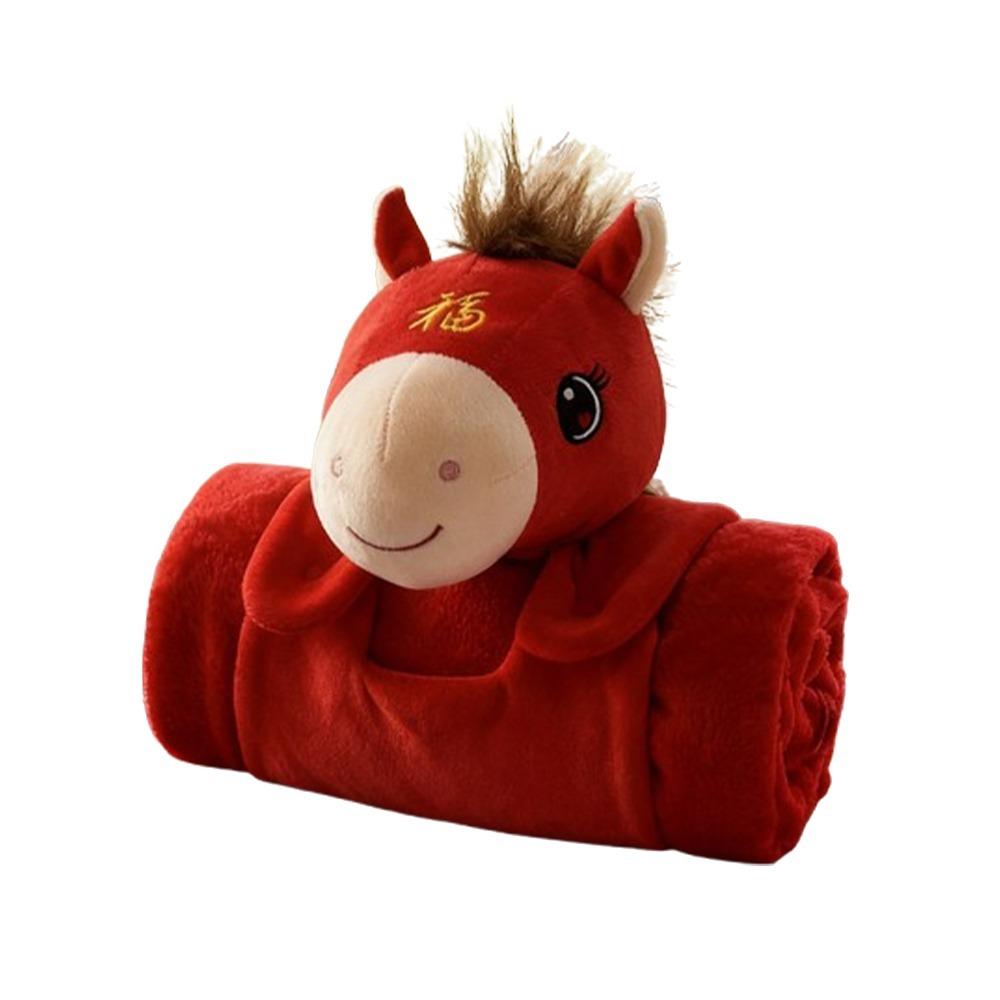 

Soft Warm New Year Throw Blanket Fluffy Throw Flannel Blanket Portable Blanket Mascot Doll Office S-Style 3