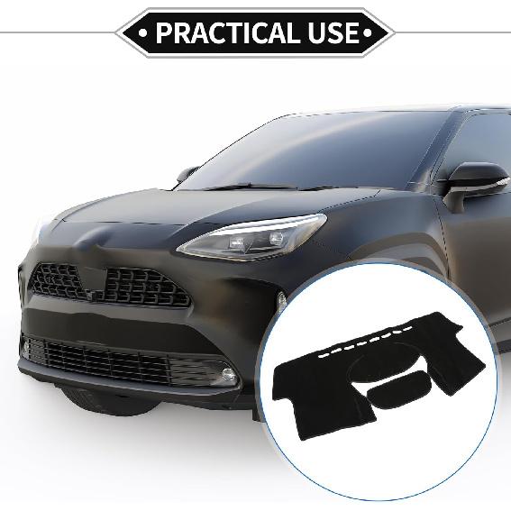 Dash Cover Compatible for Toyota Yaris 2004-2011, Non-Slip Polyester Black Center Console Dashboard Cover Pad Carpet