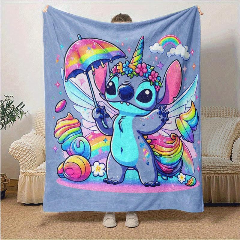 1pc Cute Stitch Printing Blanket - Soft, All-Season Throw for Living Room, Bedroom,Personalized Gift with Adorable Cartoon Design