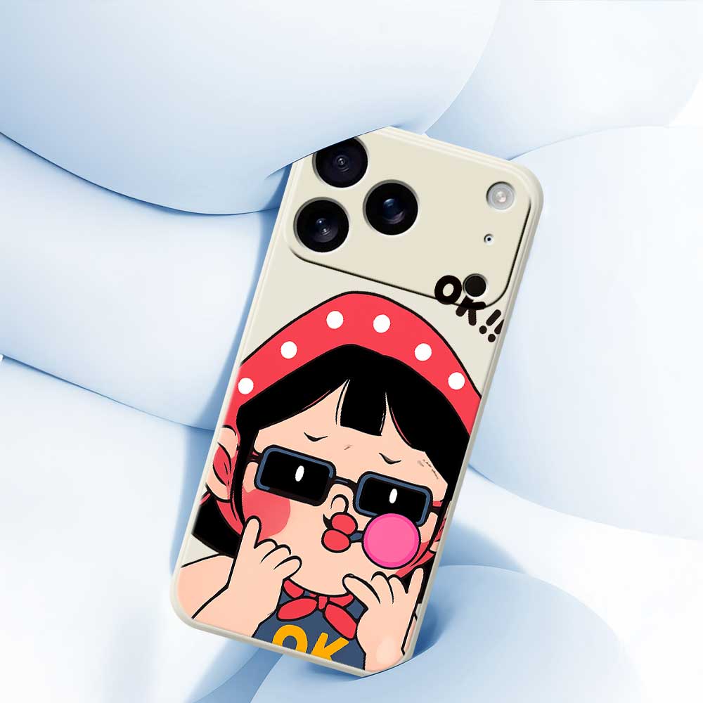 For iPhone 17 Pro Max Case Cute Kid Pattern Printing Straight Edge TPU Phone Back Cover