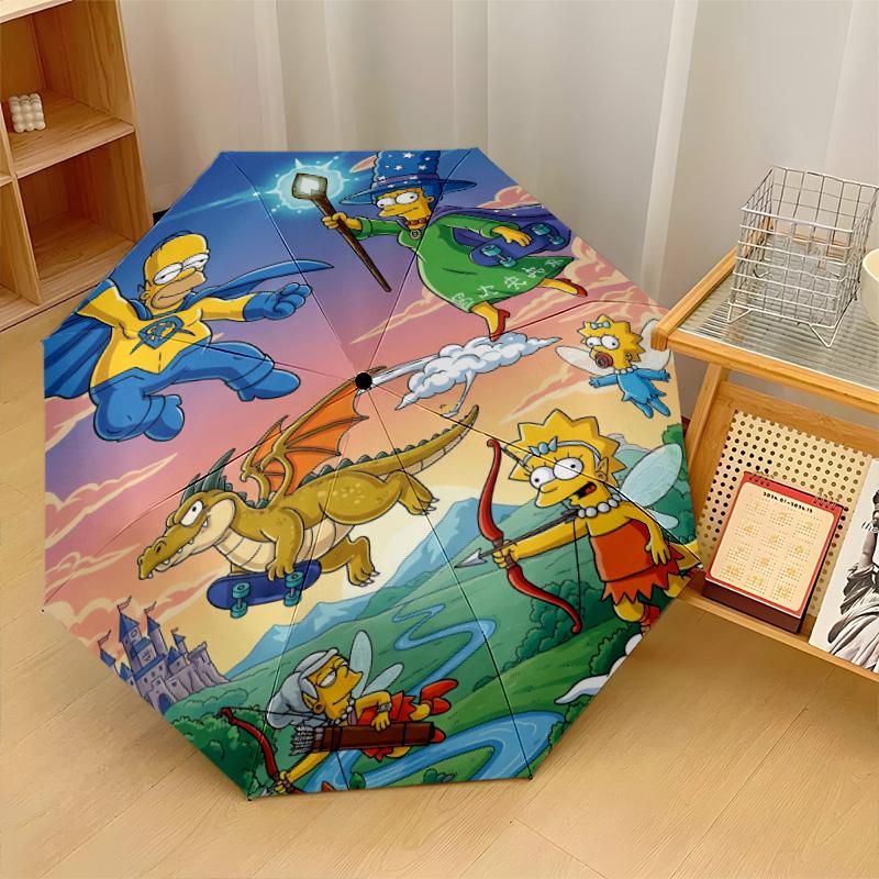 The Simpsons Windproof Auto 8 Rib Folding Umbrella Portable Outdoor Parasol